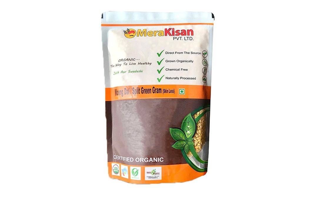 MeraKisan Organic Moong Dal / Split Green Gram (Skin Less)   Pack  500 grams